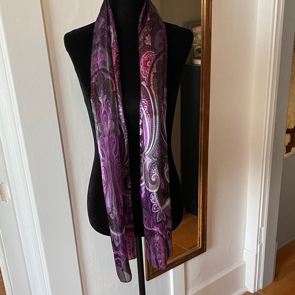 3 for $15! Purple Paisley Long Skinny Scarf